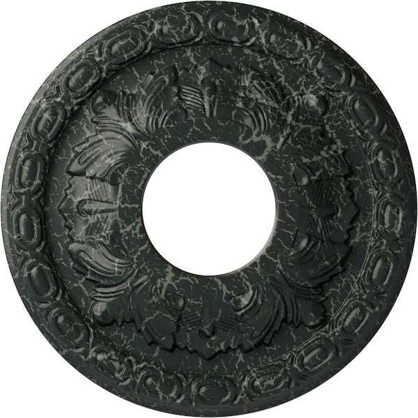 Ekena Millwork Leaf Medallion (Canopies up to 4 3/4"), 11 3/8"OD x 3 5/8"ID x 1 1/8"P, Painted Turtle Crackle CM11LFPTC - main